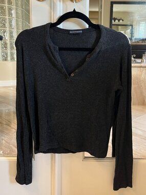 Brandy Melville Dark Grey Henley